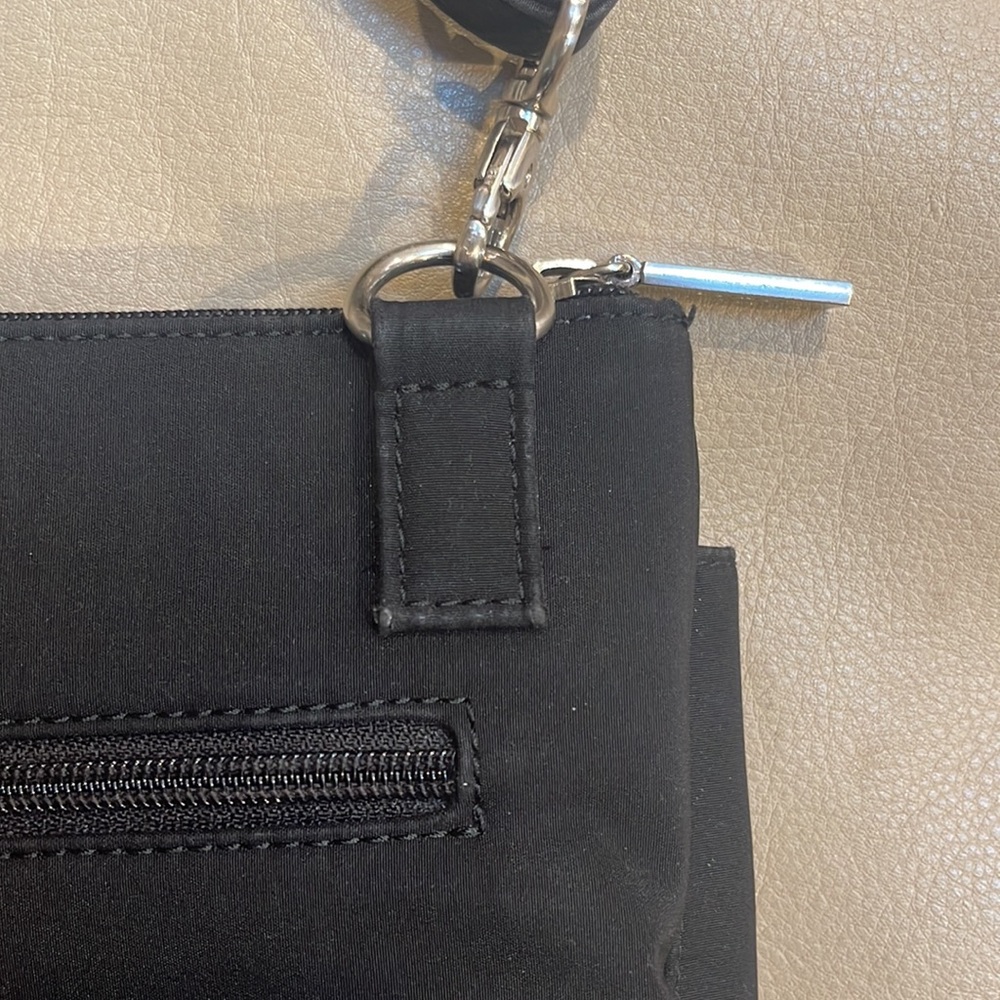 Hobo crossbody bag in black with silver tone hardware, 9 x 6.5 - Picture 5 of 11